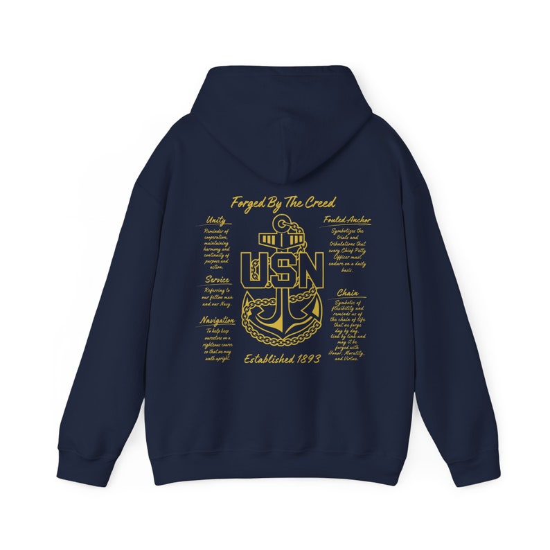 Felpa con cappuccio Forgiata da The Creed / Capo della Marina degli Stati Uniti / Capo senior / Capo principale immagine 1