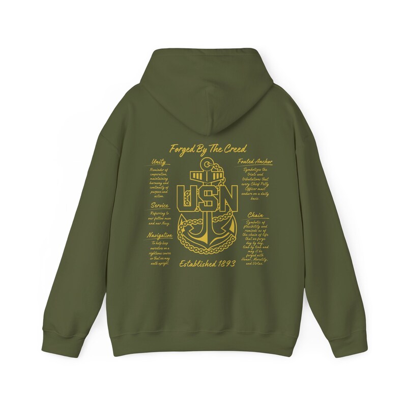 Felpa con cappuccio Forgiata da The Creed / Capo della Marina degli Stati Uniti / Capo senior / Capo principale immagine 3