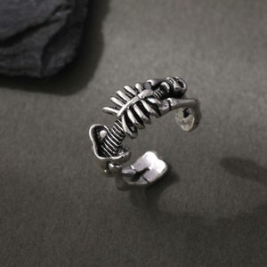 Adjustable skeleton gothic ring with unique style, stainless steel, rings, Vintage silver ring, gifts for him, Sterling silver, Christmas