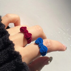 Velvet bow ring, Adjustable ring, Open ring, Cute ring, Kawaii ring, gifts for her, best-friend gift, gifts for mom