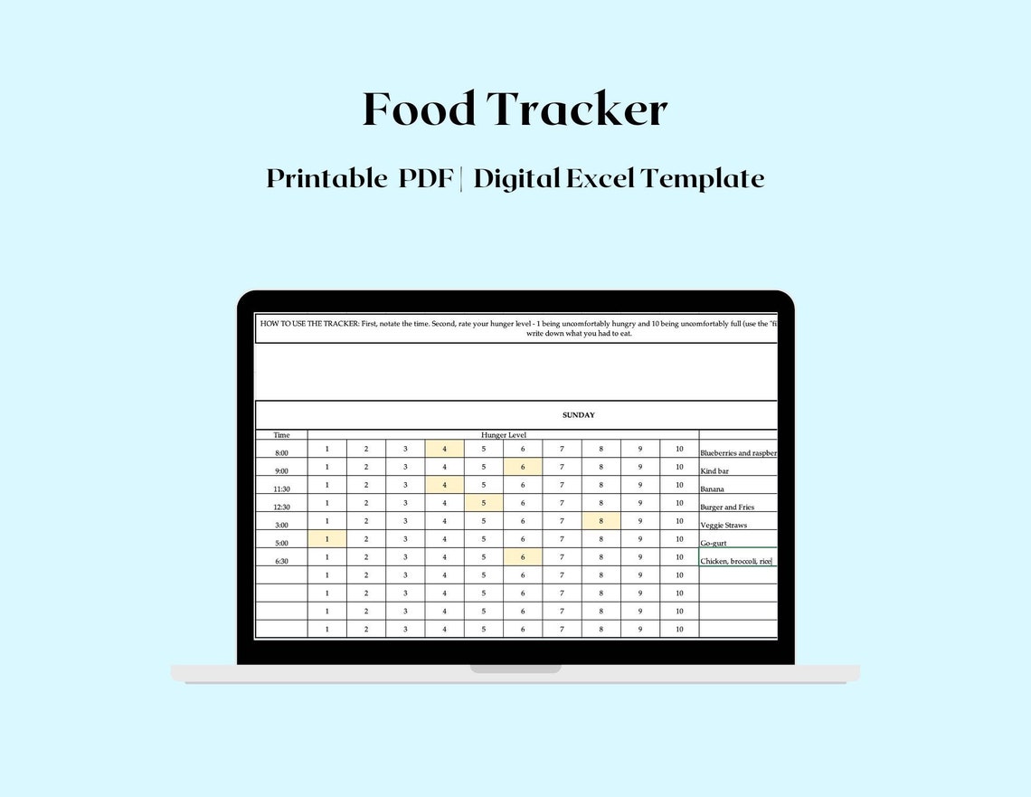 2023 Food Tracker, Food Tracker, Food Tracker PDF, Digital Food Tracker