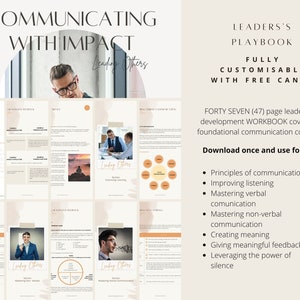 Communication Skills Workbook | Leader&#39;s toolkit| Workbook Template| Essential Communication Activities| Edit in Canva