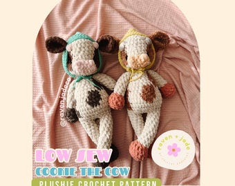 Cow Plushie Crochet Pattern / LOW SEW Crochet Pattern / Crochet Plushie / Farm Crochet Pattern