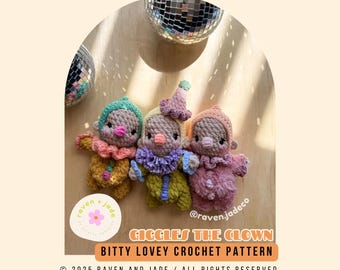 Bitty Giggles Crochet Pattern / Clown Crochet Pattern / Crochet Plushie / Whimsical Crochet Pattern / Lovey Crochet Pattern