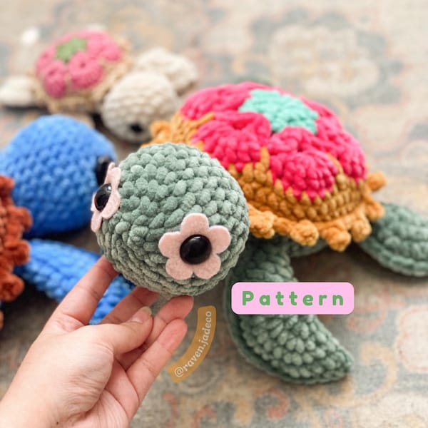 Tallulah The Boho Turtle Crochet Pattern / NO SEW Crochet Pattern / Amigurumi Pattern / Turtle Crochet Pattern