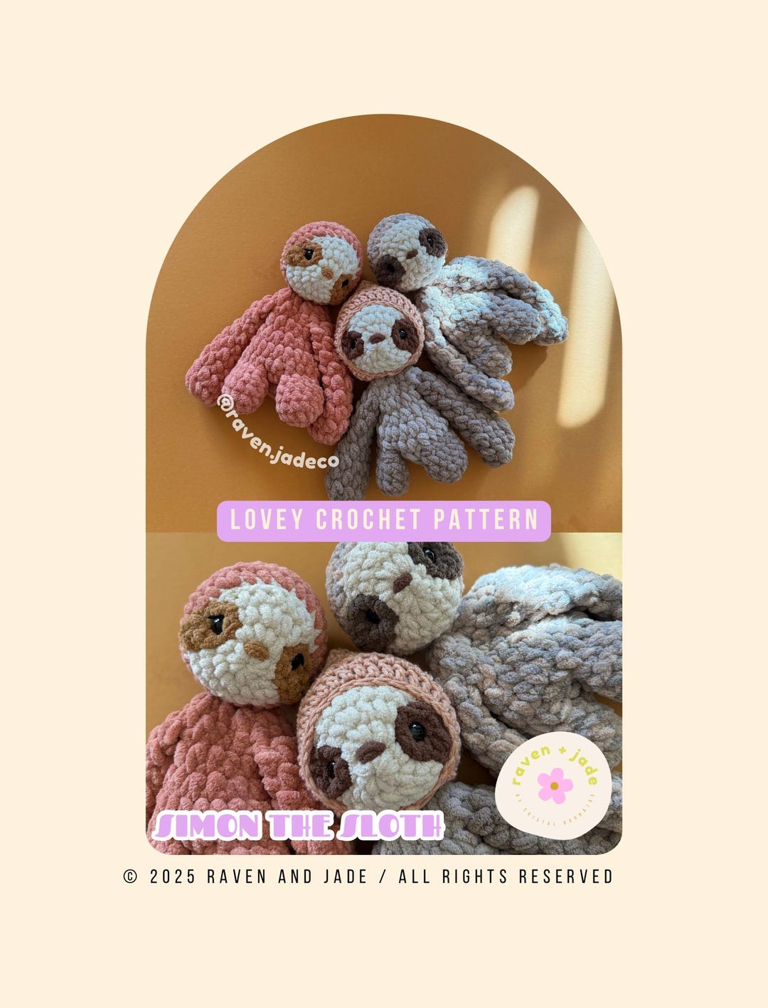 Crochet Lovey Sloth / LOW SEW Crochet Pattern / Baby Lovey - Etsy