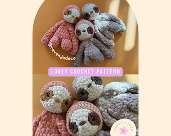 Crochet Lovey Sloth / LOW SEW Crochet Pattern /  Baby Lovey