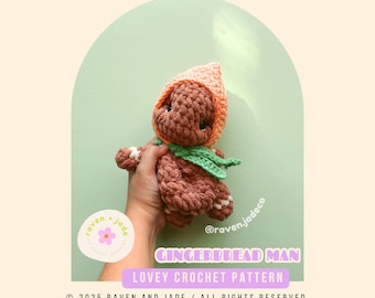 Bitty Gingerbread Man Crochet Pattern / Crochet Plushie / Christmas Crochet Pattern / Lovey Crochet Pattern