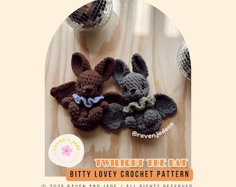 Bitty Twilight-haakpatroon / gehaakte vleermuis knuffel / herfst / Halloween-haakpatroon / Lovey-haakpatroon