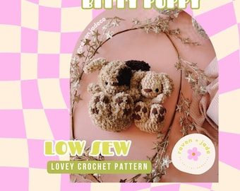 Bitty Puppy Lovey Crochet Pattern / LOW SEW Crochet Pattern / Crochet Lovey / Christmas Crochet