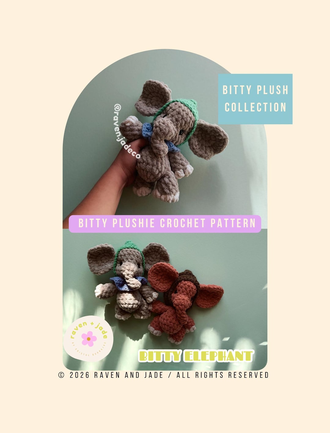 Elephant Crochet Pattern / LOW SEW Crochet Pattern / Crochet Mini Plush ...