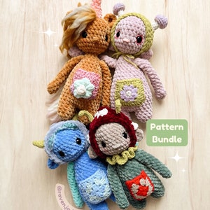 Mini Whimsy BUNDLE Crochet Patterns / Forest People Crochet Pattern / Amigurimi Pattern / Mushroom Crochet / Whimsy Folks