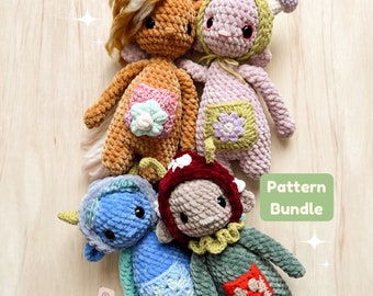 Mini Whimsy BUNDLE Crochet Patterns / Forest People Crochet Pattern / Amigurimi Pattern / Mushroom Crochet / Whimsy Folks