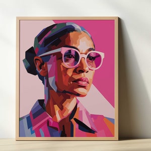 Rosa Parks Art Print, Rosa Parks Art, Black History Art Print, Famous People Wall Art, Abstract Portrait, Female Figures in History