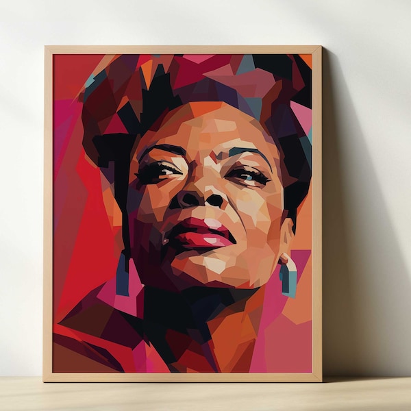 Maya Angelou Art Print, Maya Angelou Art, Black History Art Print, Famous People Wall Art, Abstract Portrait, Female