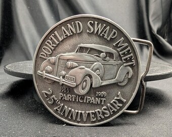 Vintage 1989 Portland Swap Meet Belt Buckle 25th Annual