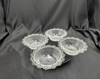 Vintage Masserini Barocco Bubble Lace Clear Glass Bowls 4 Pc