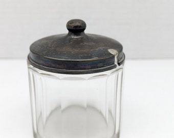 Glass Jam Jar with Sterling Silver Lid Vintage