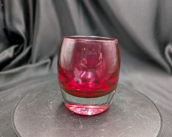 Vintage glassybaby True Love Cranberry Pink Votive Candle Holder Hand Blown Glass