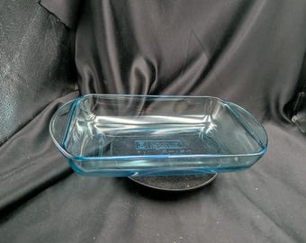 Anchor Hocking Blue 2 QT Baking Dish Casserole Glass Pan 8 x 11