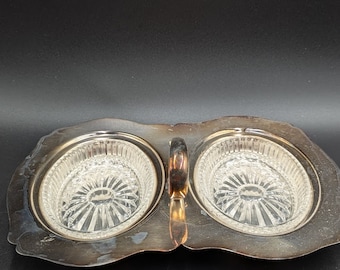 Vikingatallrik E.P. Koppar Relishbricka med 2 Glasskålar