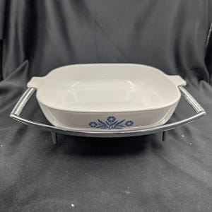 Vintage Corning Ware blå blåklint gryta med grytunderlägg