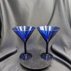 Vintage Cobalt Blue Libby Martini Glasses Pair of 2
