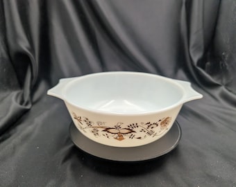 Vintage JAJ Pyrex England Brown Floral Vine Casserole Dish 8"