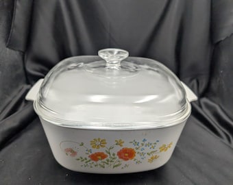 Vintage Corning Ware Wildflower A-5-B braadpan met deksel
