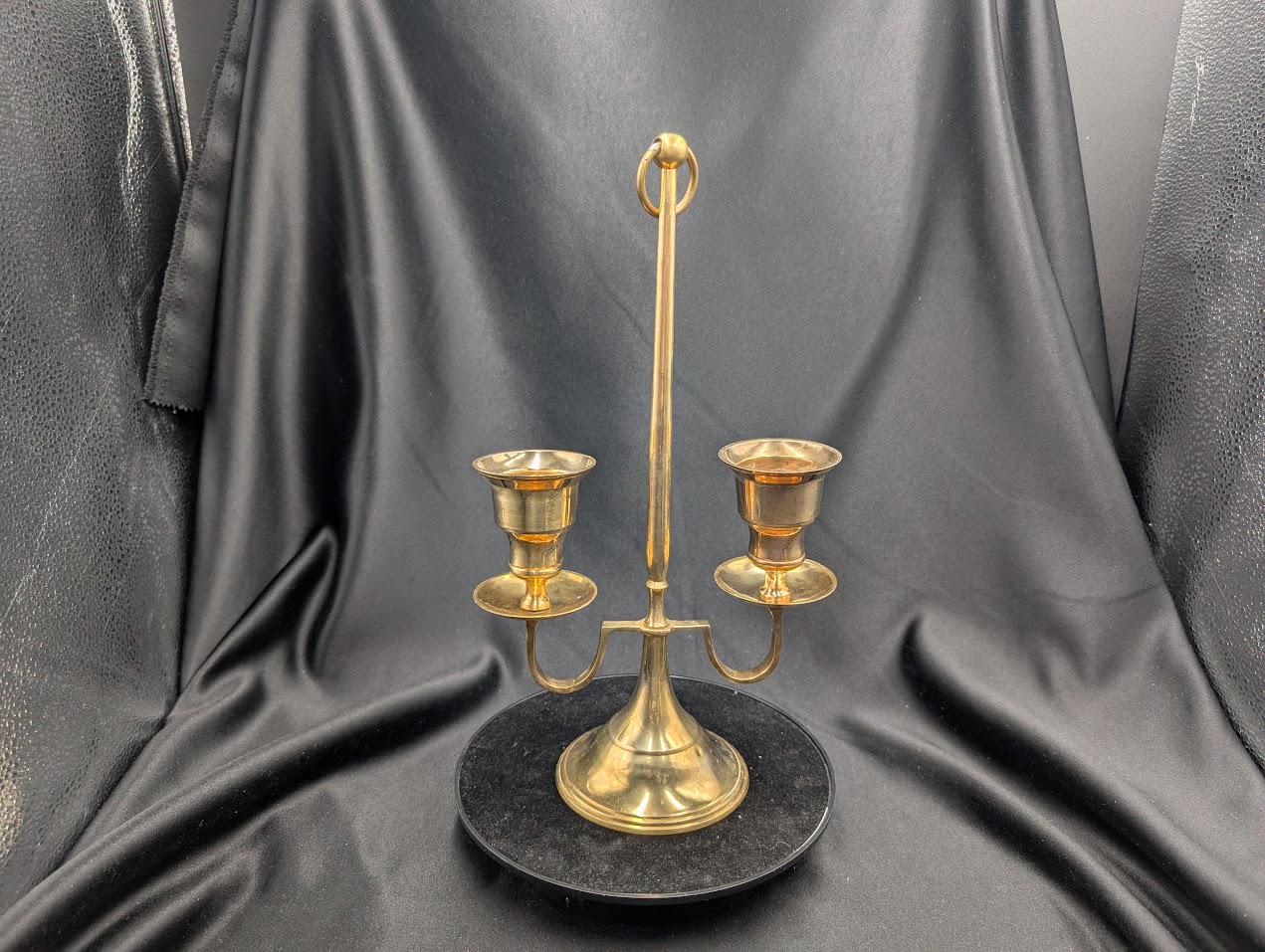 Vintage Brass Two Arm or Double Candlestick Holder Candelabra Taper