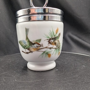 Vintage Royal Worcester Egg Coddler Woodland Birds Porslin