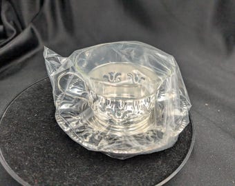 Tasse à thé et soucoupe en métal argenté Versilbert Allemagne de l'Ouest