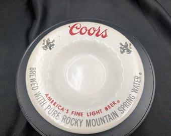 Vintage Coors Ceramic Ashtray, Rocky Mountain Spring Water Breweriana, Man Cave Barware
