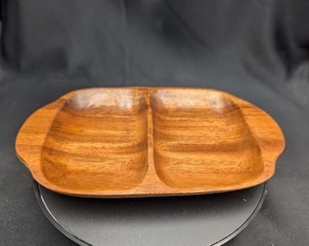 Vintage Wood Divided Serving Tray with Handles