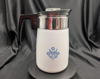 Vintage CorningWare Blue Cornflower 6-Cup Percolator – Mid Century Kitchen Decor