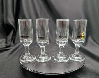 Juego de 4 vasos de licor vintage de la destilería Meagher's, años 60 y 70, con tallo, para chupitos de Schnapps de Montreal.