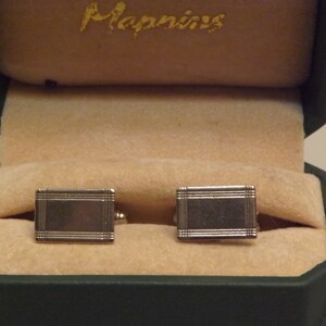 Silver Tone Rectangular Vintage Cuff Links