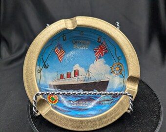 Queen Mary Ocean Liner Souvenir Ashtray Long Beach