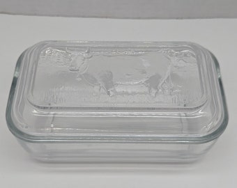 Beurrier Vache en verre Arcoroc vintage