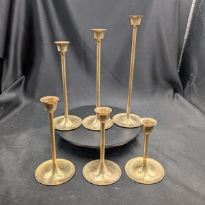 Vintage Graduated Brass Taper Candle Holders Set of 6