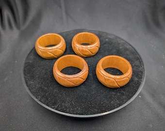 手彫り木製ナプキンリング 4個セット - Etsy 日本