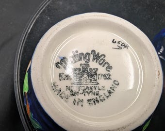 ヴィンテージ メイリング コバルトブルー 陶器 クリーム＆シュガー