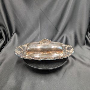 W. A. Rogers Silver Plated Butter Dish with Clear Glass Insert