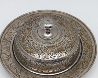 India Brass Round Small Covered Dish