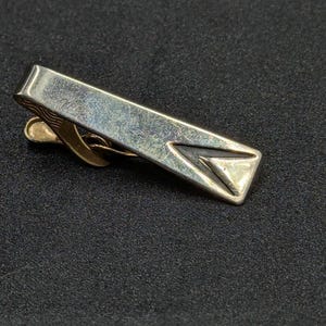 Schwarz eingelegte Silber Metall Krawatte Bar Vintage