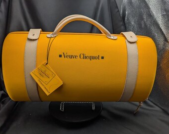 Bolsa de transporte para champán Veuve Clicquot Traveller, estilo vintage de los años 90, color naranja.