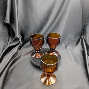 Vintage amberkleurige persglazen waterbeker set van 3&quot;