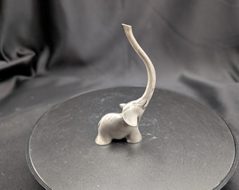 Vintage Pewter Lucky Elephant Ring Holder Silver Tone