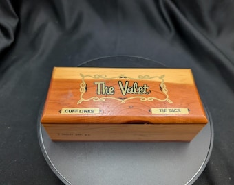 Vintage Cedar Valet Box: Cuff Link, Tie Tac Organizer (BC Canada)