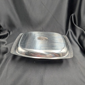 Vintage Divided Stainless Steel Serving Dish with Lid